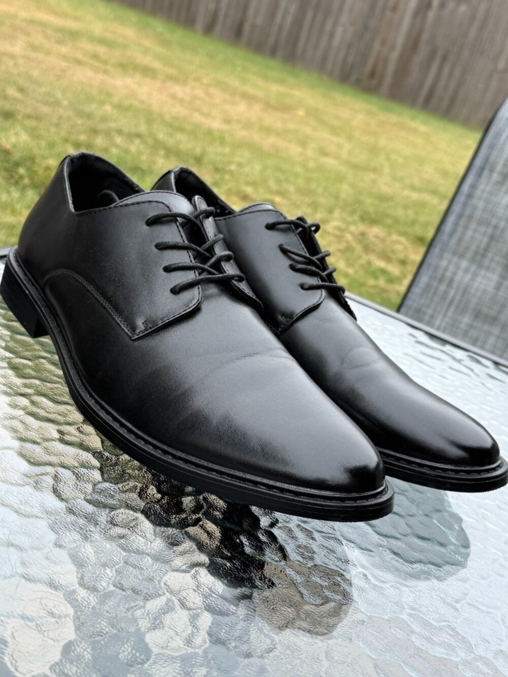 Mens 12 Black Derby Dress Shoes Lace Up Formal Minimalist Classic 4311
